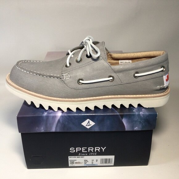 NEW Sperry Boat Shoes  Gray Leather JAWS Shark Special Edition - Picture 5 of 13